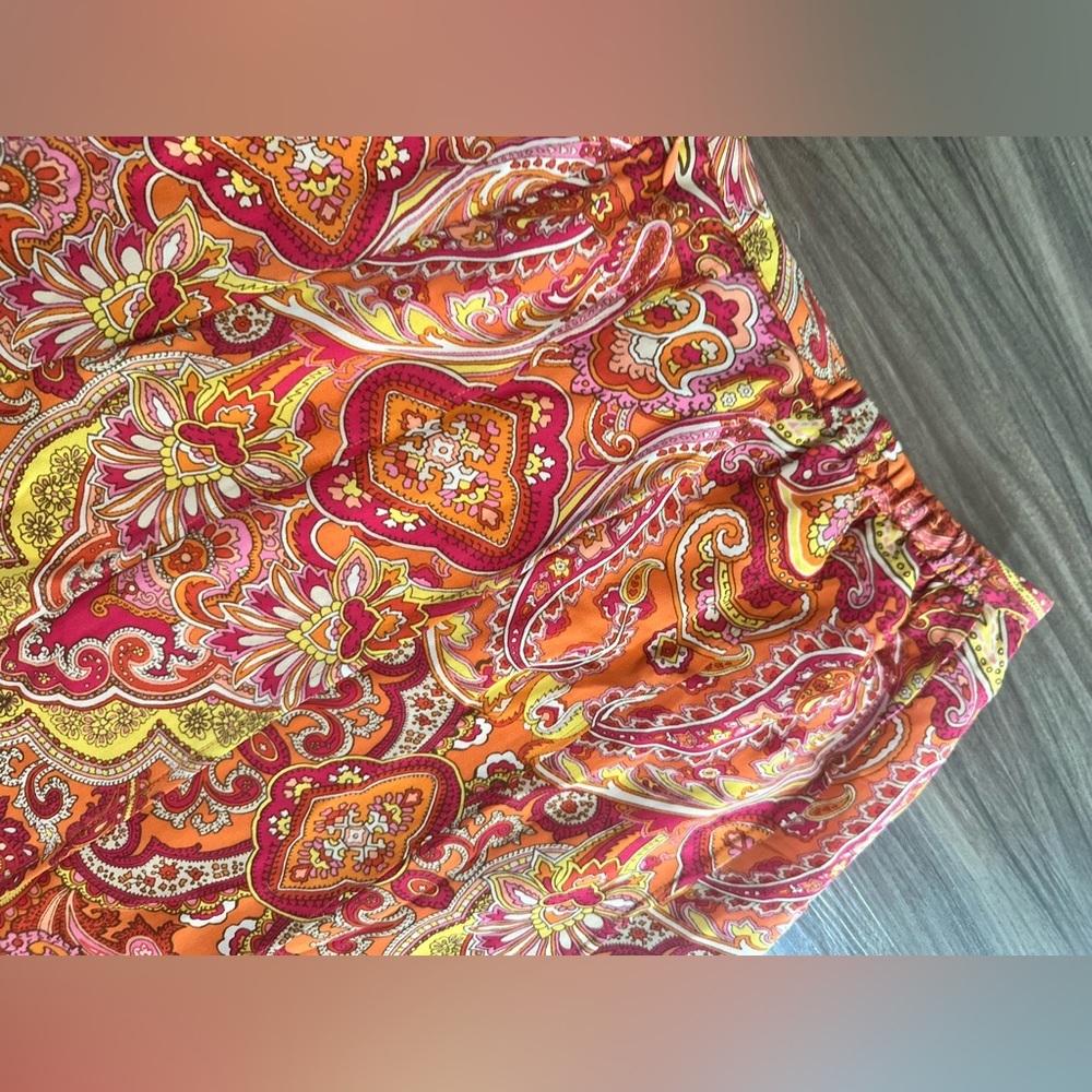 Talbots 100% Silk Paisley‎ A-Line Skirt Orange Pink Yellow Size 14W - Picture 14 of 14
